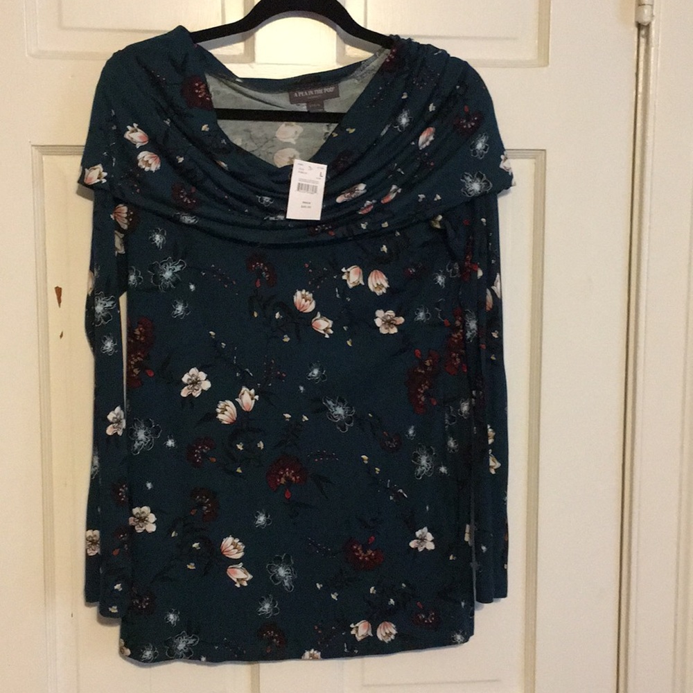 Cowl neck or off shoulder maternity shirt